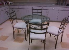 Glass and Iron break room table and chairs